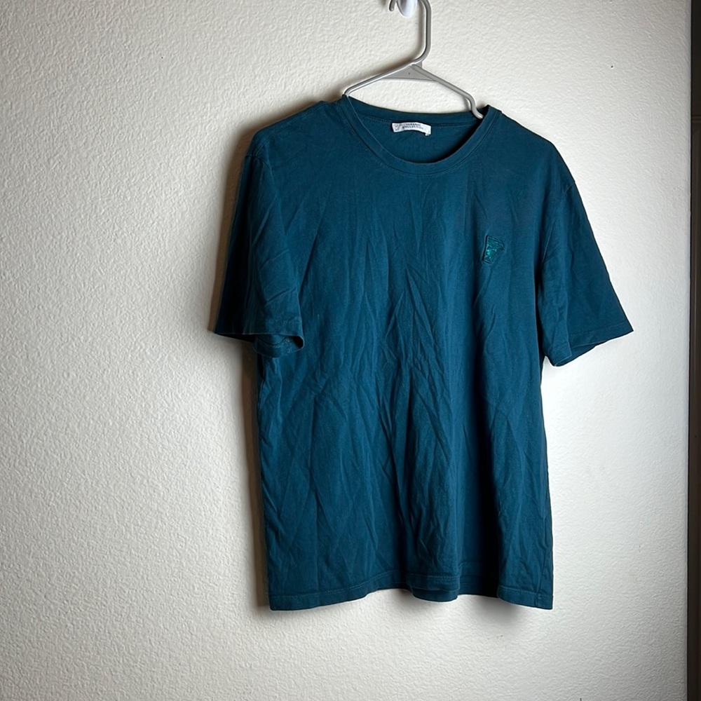 Versace Mens Medusa Logo Blue / Green Color Shirt EUC